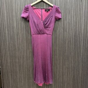Tadashi Collection Womens‎ Silk Crinkle Midi Dress Size 0 Plum Purple Cocktail